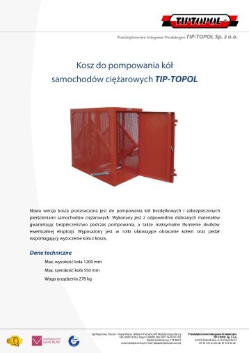 Kosz do pompowania kÃ³Å samochodÃ³w ciÄÅ¼arowych TIP-TOPOL