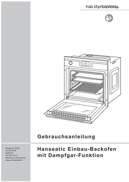 Gebrauchsanleitung Hanseatic Einbau-Backofen mit Dampfgar - Baur