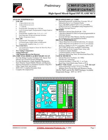 Preliminary C8051F120/1/2/3 C8051F124/5/6/7 - KEMT FEI TUKE