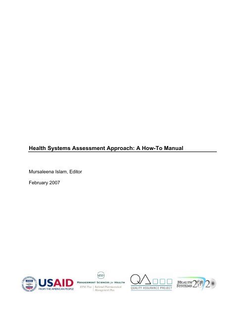 Health Systems Assessment Approach: A How-To Manual - PHRplus