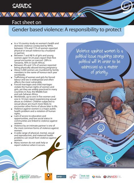 Fact sheet on Gender based violence: A responsibility to ... - SAfAIDS