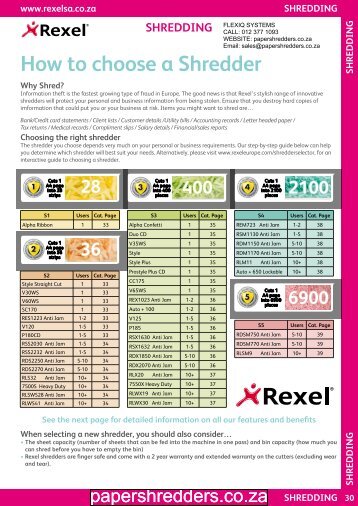 Rexel Shredder Catalogue - papershredders.co....