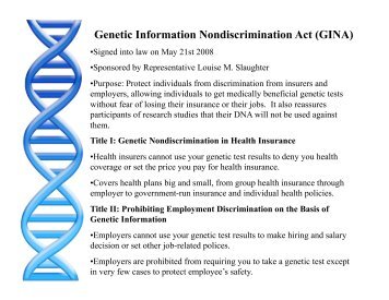 Genetic Information Nondiscrimination Act (GINA)