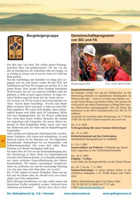 42 Bergsteigergruppe Gemeinschaftsprogramm von ... - Gebirgsverein