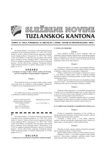 SluÅ¾bene novine Tuzlanskog kantona broj 1