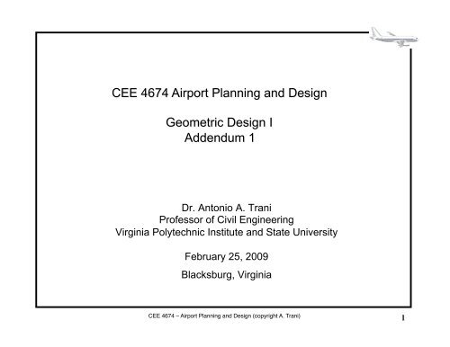 CEE 4674 Airport Planning and Design Geometric Design I ...