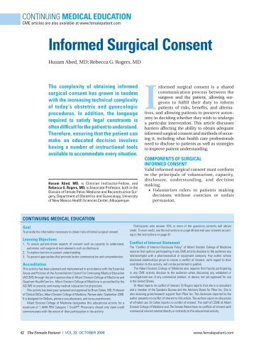 Informed Surgical Consent - The Female Patient