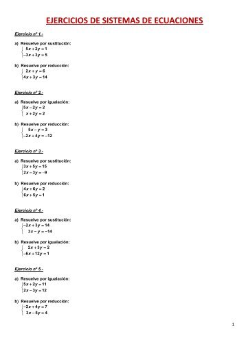 Ejercicios de sistemas de ecuaciones