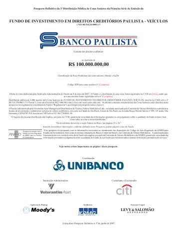 Fundo de Investimento em Direitos CreditÃ³rios ... - Banco Paulista