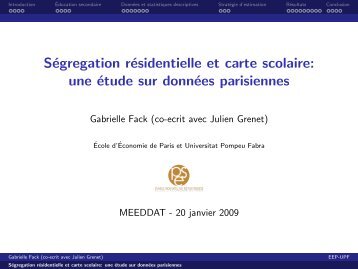 PrÃ©sentation de Mme Fack - Paris School of Economics