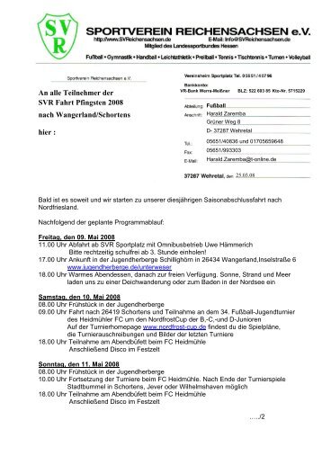 080325_Jugendfahrt_Wangerland 2008.pdf - SV Reichensachsen