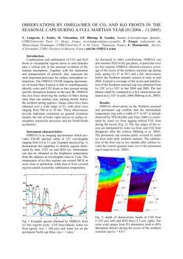 Observations By OMEGA /Mars Express of CO2 and H2O Frosts In ...