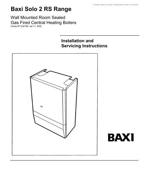 Baxi Solo 2 RS Range - Around Town Flats