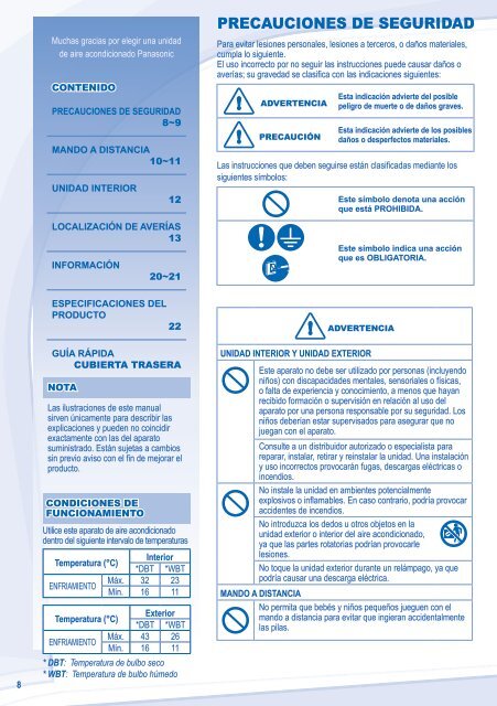 Operating Instructions Air Conditioner - Panasonic