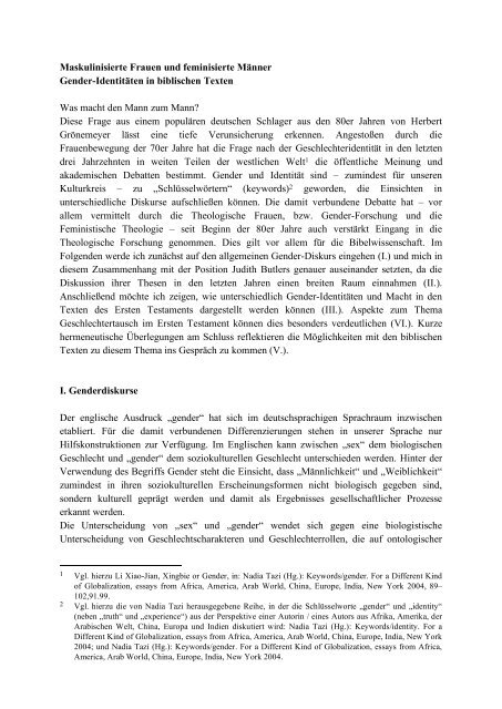 Datierung traditioneller Geschlechterrollen