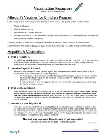 Hepatitis A Vaccination Resources - Mercy