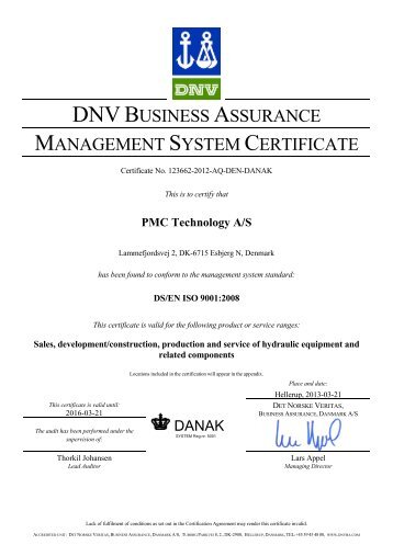 ISO 9001-2008 Certificate - PMC Group