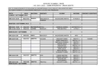 SITO aule prove scritte+orali recupero+integrativi settembre 2012
