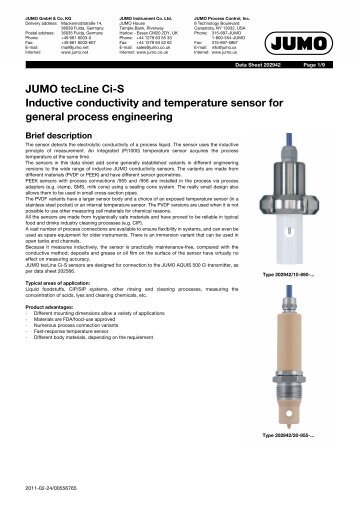 JUMO tecLine Ci-S Inductive conductivity and temperature sensor ...