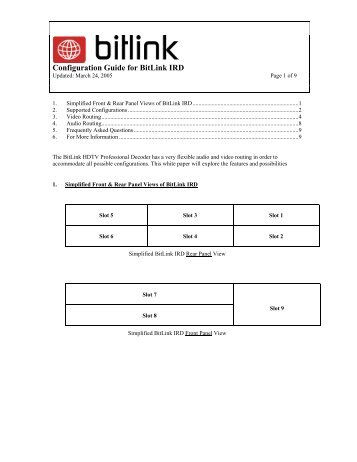 Configuration Guide for BitLink IRD - PBS