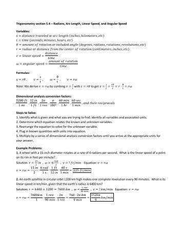 Printables Angular And Linear Velocity Worksheet Answer Key linear radians arc length speed and angular variables