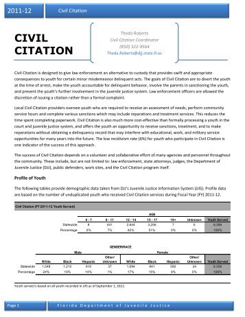 Civil Citation - Florida Department of Juvenile Justice