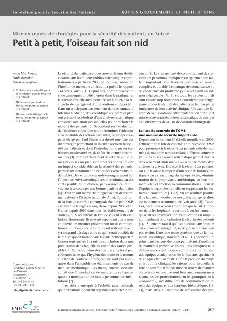 Bulletin des mÃ©decins suisses 13-14/2013 - Schweizerische ...