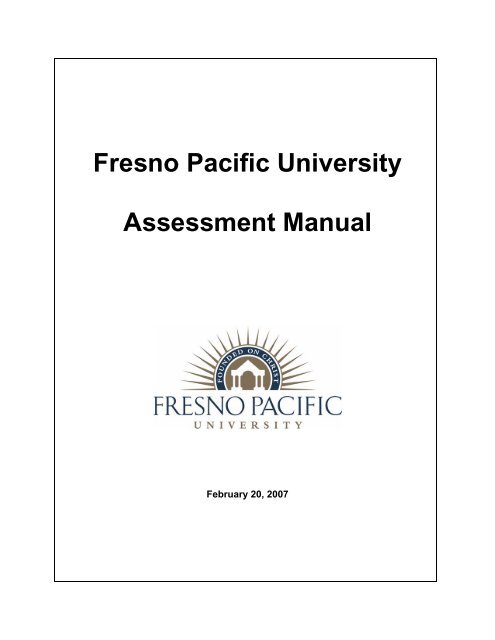 Fresno Pacific University Assessment Manual