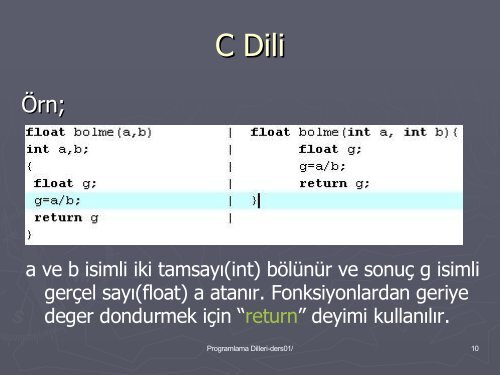 Programlama Dilleri C Dili