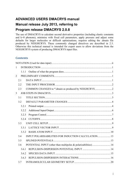 ADVANCED USERS DMACRYS & NEIGHCRYS manual Manual ...