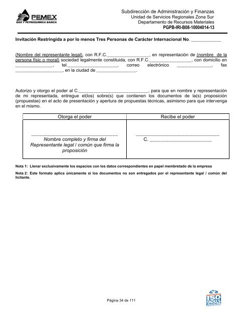 bases de licitación pública nacional - Pemex Gas y Petroquímica ...