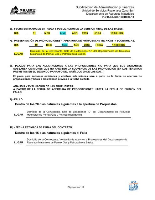 bases de licitación pública nacional - Pemex Gas y Petroquímica ...