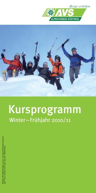 Kursprogramm - Alpenverein SÃ¼dtirol