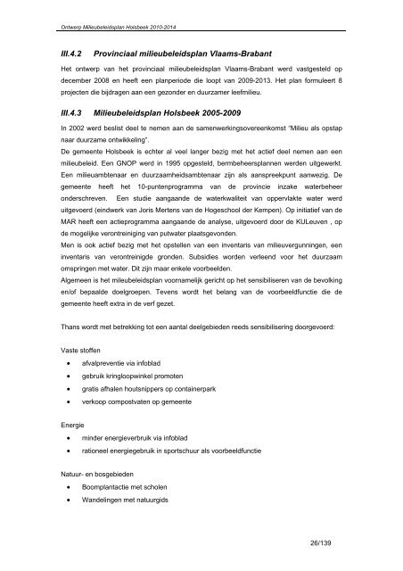 ontwerp milieubeleidsplan 2010 - 2014 gemeente holsbeek