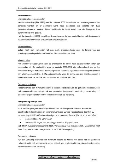 ontwerp milieubeleidsplan 2010 - 2014 gemeente holsbeek