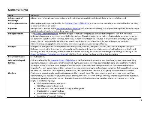 Glossary of Terms - Bernard Becker Medical Library