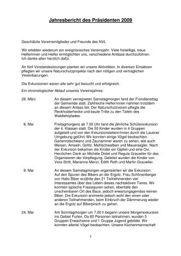 Jahresbericht des Präsidenten 2009 - Naturschutzverein Lausen