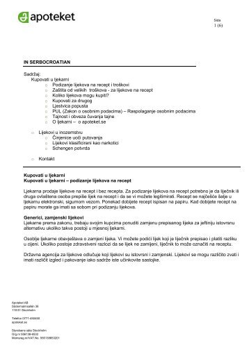 Kupovati u ljekarni o Podizanje lijekova na recept i ... - Apoteket