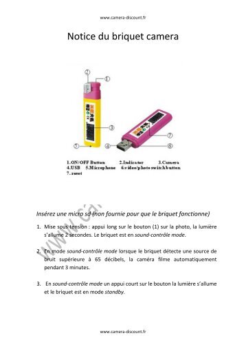 Notice du briquet camera - Aliz.fr