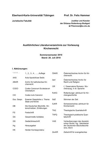 Eberhard-Karls-Universität Tübingen Prof. Dr. Felix Hammer ...