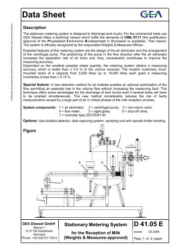 Stationary Metering System - GEA Diessel