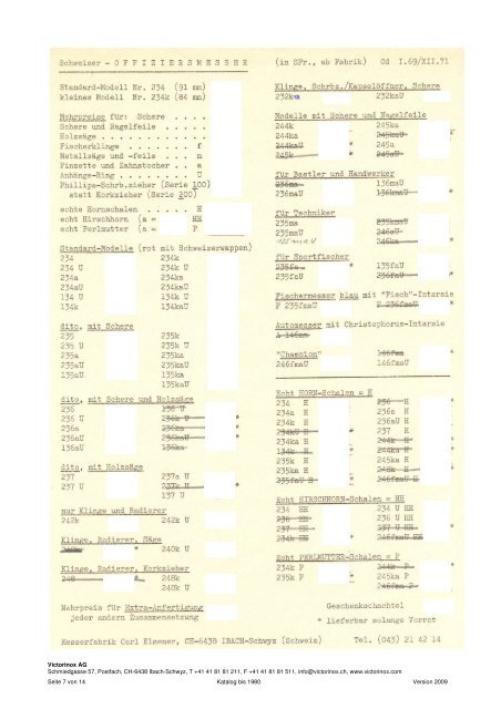 Katalog bis 1980 - Victorinox