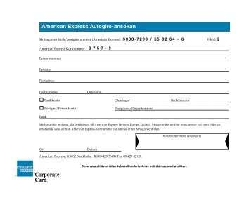 American Express Autogiro-ansökan