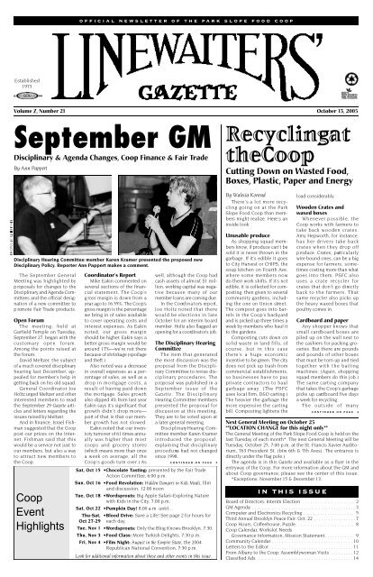 September GM - Park Slope Food Coop