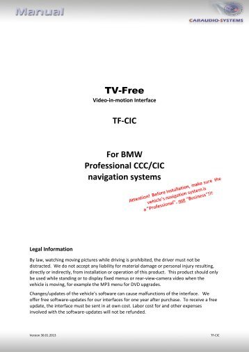 TV-Free TF-CIC For BMW Professional CCC/CIC navigation systems