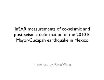 InSAR measurements of co-seismic and post-seismic deformation of ...