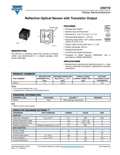 1 transistor O//P Vishay Tcrt5000/ Sensor optique