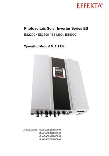 Photovoltaic Solar Inverter Series ES - Effekta