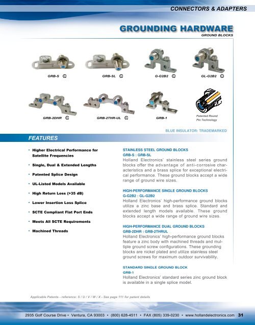 GROUNDING HARDWARE Holland Electronics