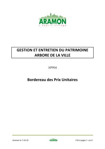 Bordereau des Prix u.. - Aramon
